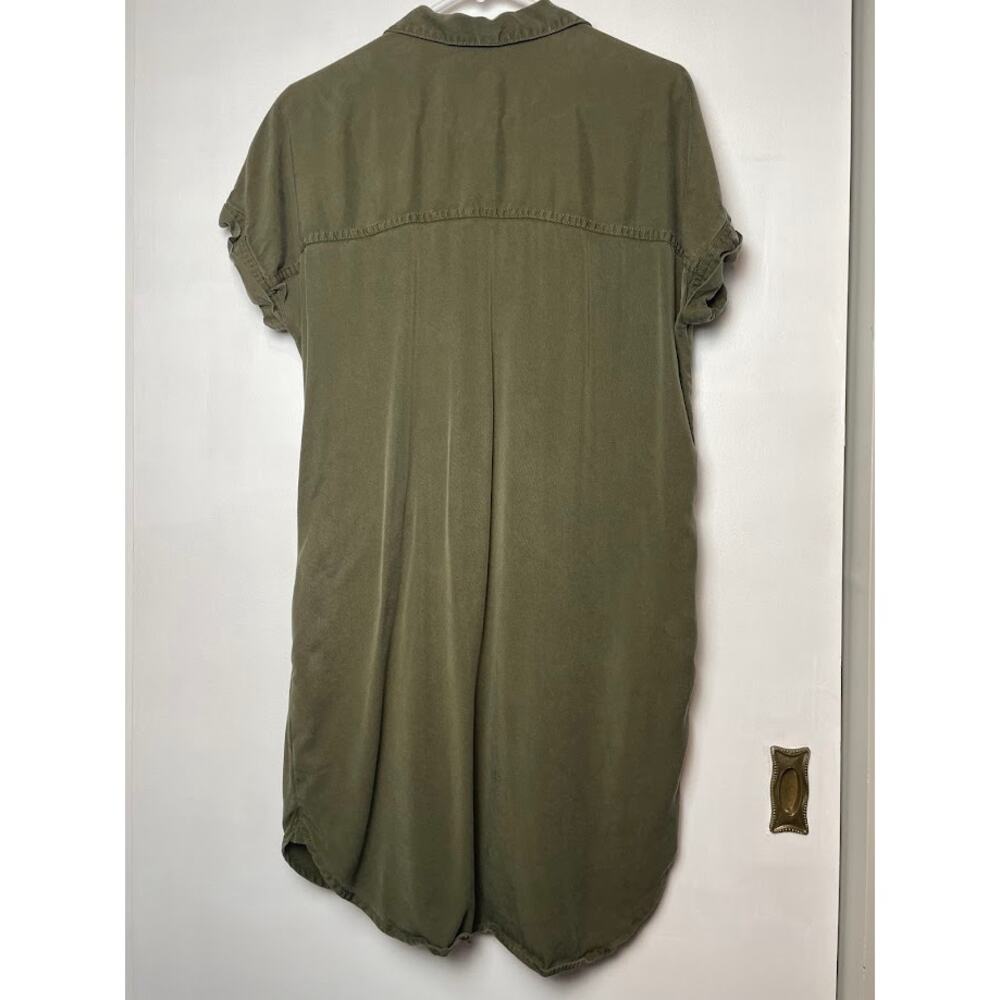 Gap Shirt Dress Popover Collared Short Sleeve Casual Knee Length Olive Womens S - Picture 6 of 13